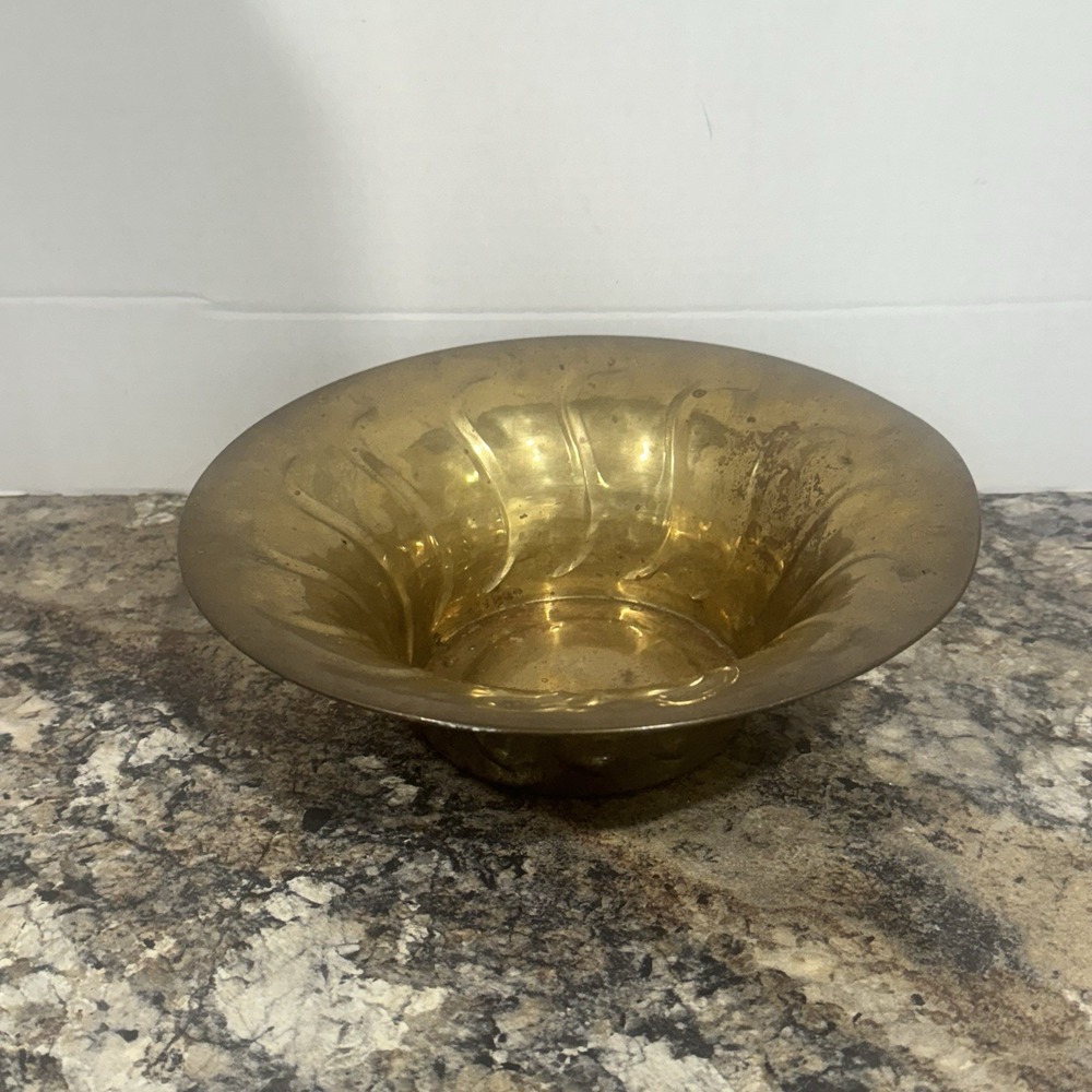 Vintage Brass Bowl Planter 10" Dia 3" Tall